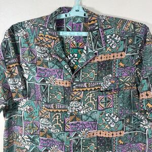 Vintage‎ Royal Creations Shirt Mens 2XL Blue Hawaiian Camp Floral Tiki Tropical